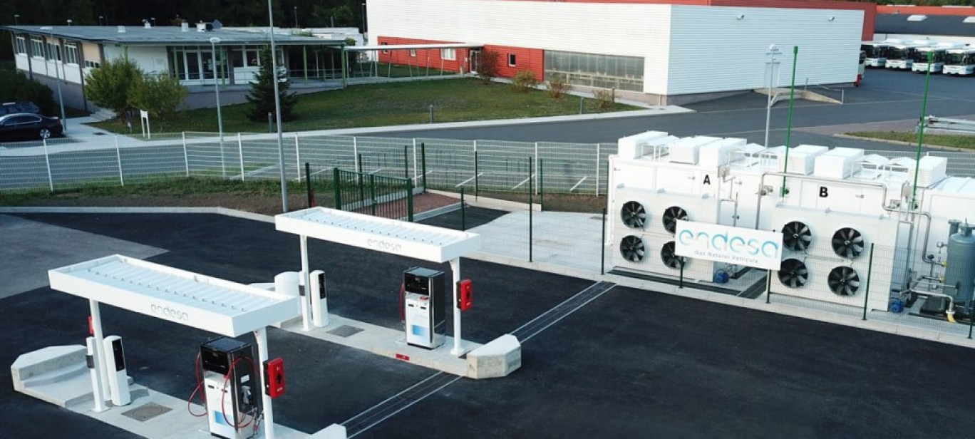 Via l'injection du gaz vert, la consommation va se faire en circuit court sur la station GNV d'Endesa, à Sarreguemines. © Endesa.  