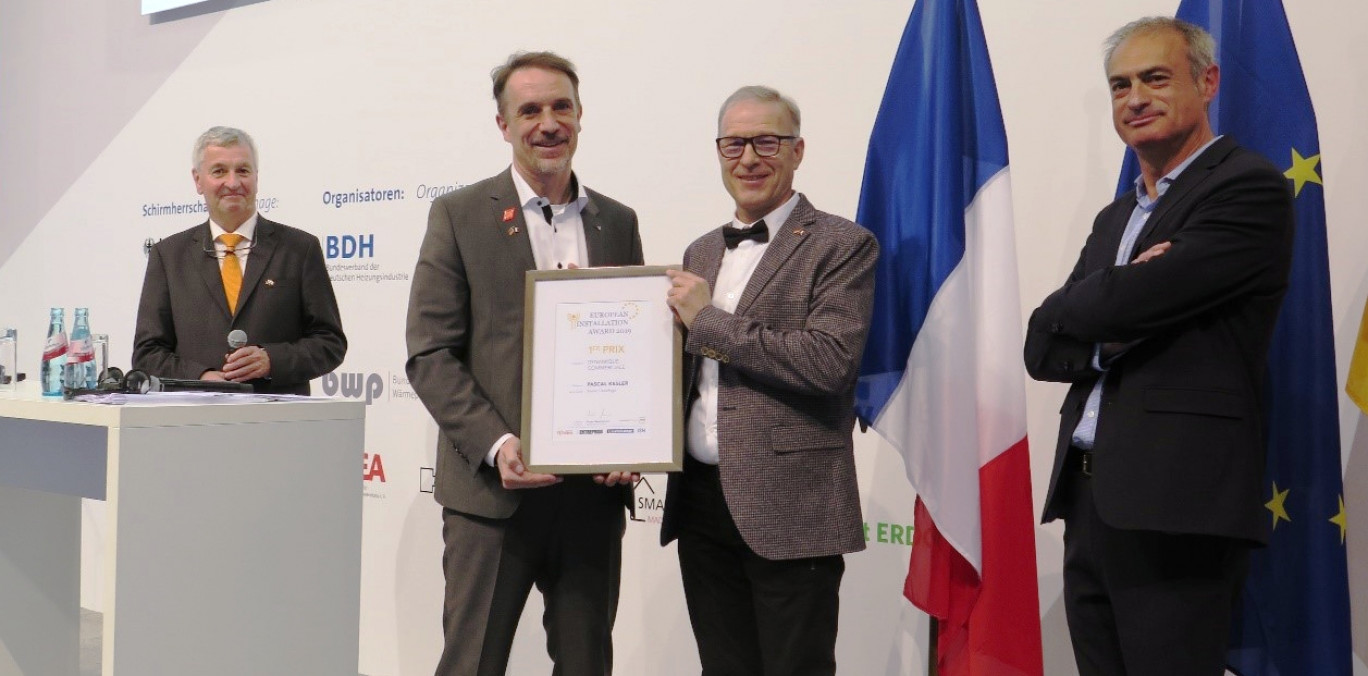 Pascal Kesler, de Kesler Chauffage de Pulnoy, vient de recevoir le Trophée européen dans la catégorie Dynamique commerciale du concours de l’Installateur. 